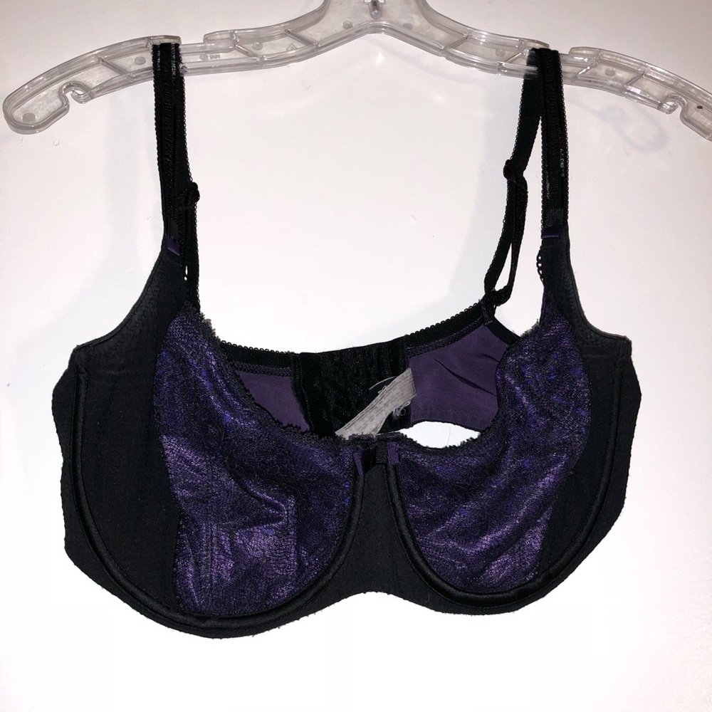Black with Purple Accents Demi Bra 32F / 32DDDD